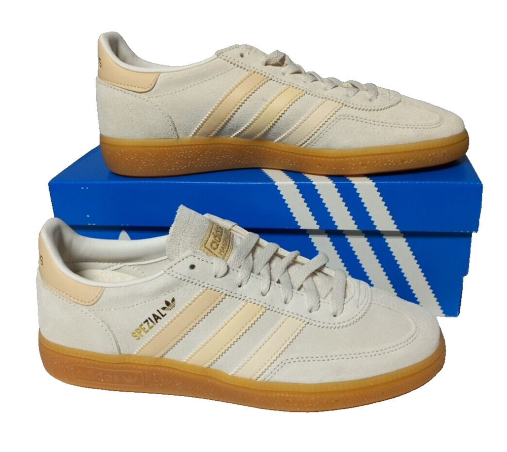Adidas Handball Spezial White/Sand Strata Beige Shoes Mens Sz 8 Womens Sz 9